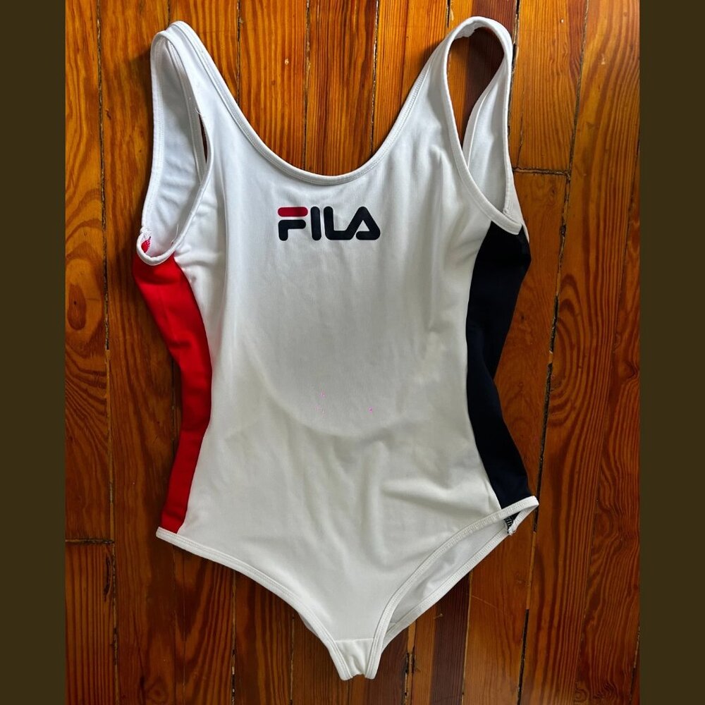 Womens Fila white low back bodysuit sz M